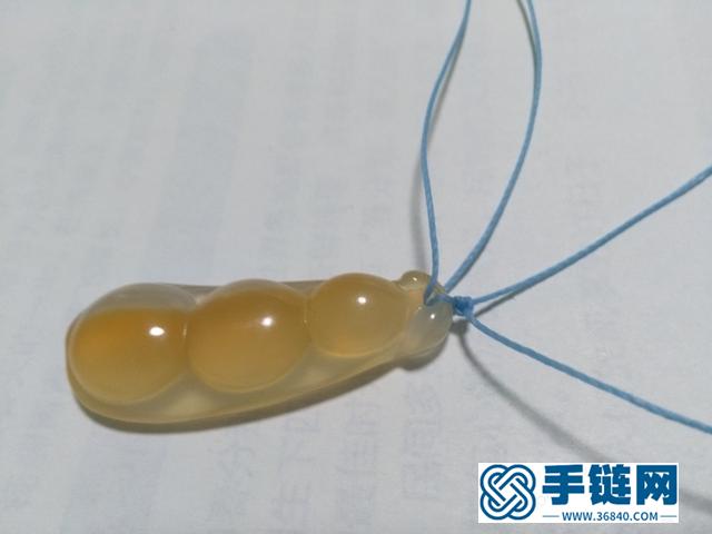 【编绳教程】蓝莲花——玛瑙玉髓豆子吊坠项链