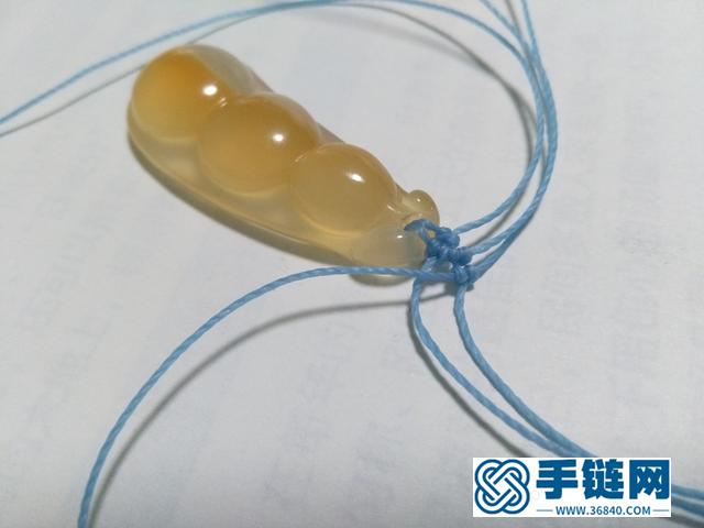 【编绳教程】蓝莲花——玛瑙玉髓豆子吊坠项链