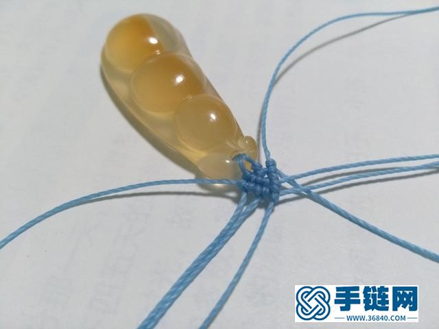 【编绳教程】蓝莲花——玛瑙玉髓豆子吊坠项链