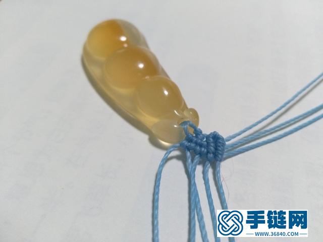 【编绳教程】蓝莲花——玛瑙玉髓豆子吊坠项链