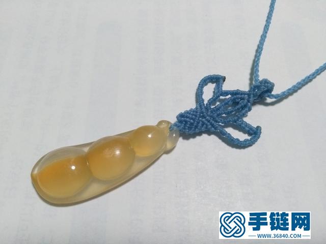 【编绳教程】蓝莲花——玛瑙玉髓豆子吊坠项链