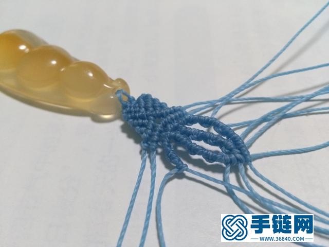 【编绳教程】蓝莲花——玛瑙玉髓豆子吊坠项链