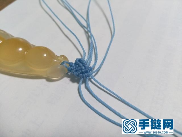 【编绳教程】蓝莲花——玛瑙玉髓豆子吊坠项链