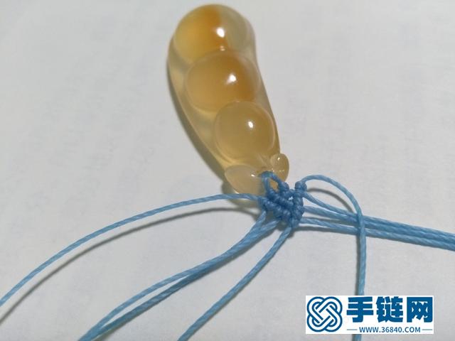 【编绳教程】蓝莲花——玛瑙玉髓豆子吊坠项链