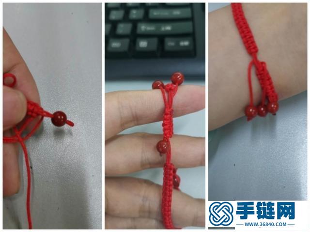 简单玛瑙珠手链编绳方法，平结手链编织结尾图解