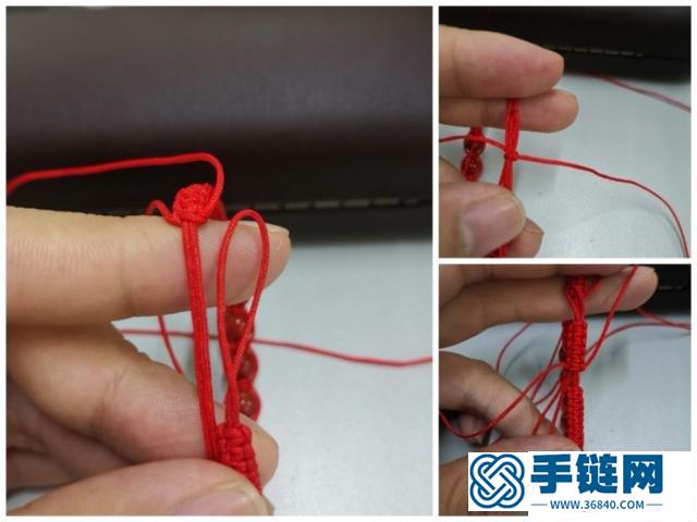 简单玛瑙珠手链编绳方法，平结手链编织结尾图解