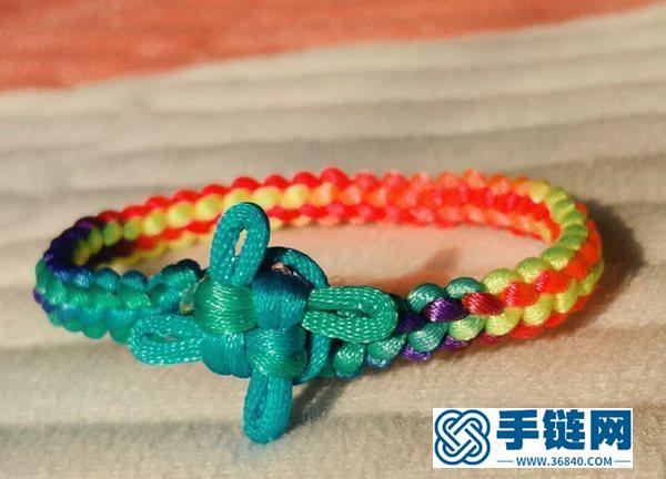 七彩绚丽的彩虹手链，编织简单易学，戴在喜欢人手上，肯定漂亮