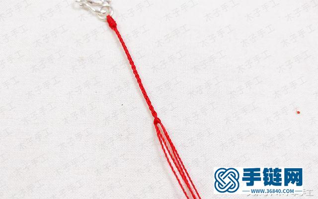 超细款珍珠红绳手链编织制作图解