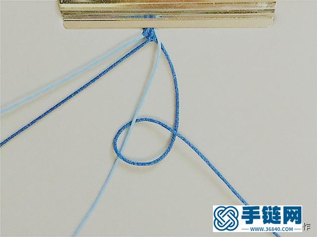 蓝色渐变夏日温情手绳，手把手教你做一条可调节的手链，编绳教程