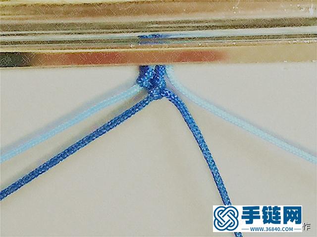 蓝色渐变夏日温情手绳，手把手教你做一条可调节的手链，编绳教程