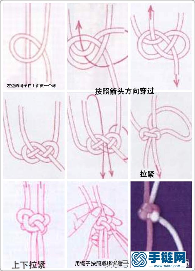 常用的几种纽扣结编法 教你编漂亮的纽扣结红绳手链