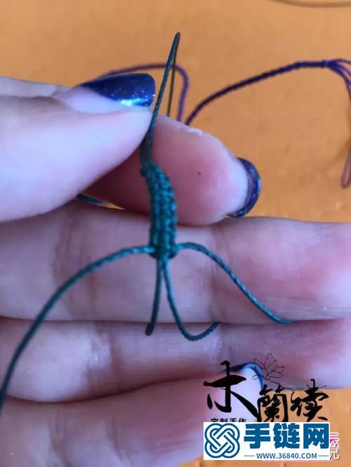 中国结，绳编浅夏紫晶包石手链的详细制作图解，民族复古风穿搭品