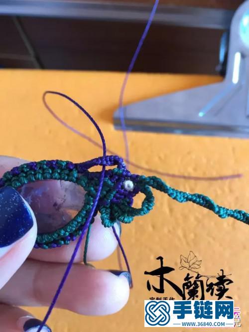 中国结，绳编浅夏紫晶包石手链的详细制作图解，民族复古风穿搭品