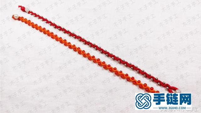 这款波浪串珠红绳手链编法超简单，你一定会喜欢