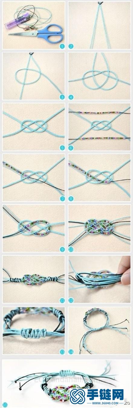 精美手绳手工编法图解 带串珠手绳的编法教程