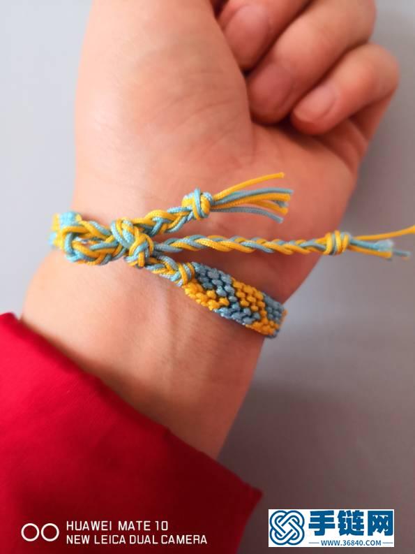 五色绳子编织手链教程图解，五色手绳手工编织手链教程