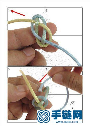 手链收尾纽扣结教程，手绳结尾圆球结编法