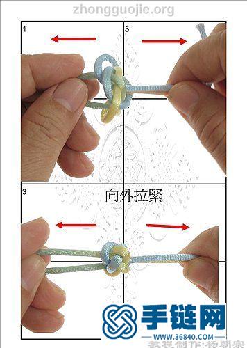 手链收尾纽扣结教程，手绳结尾圆球结编法