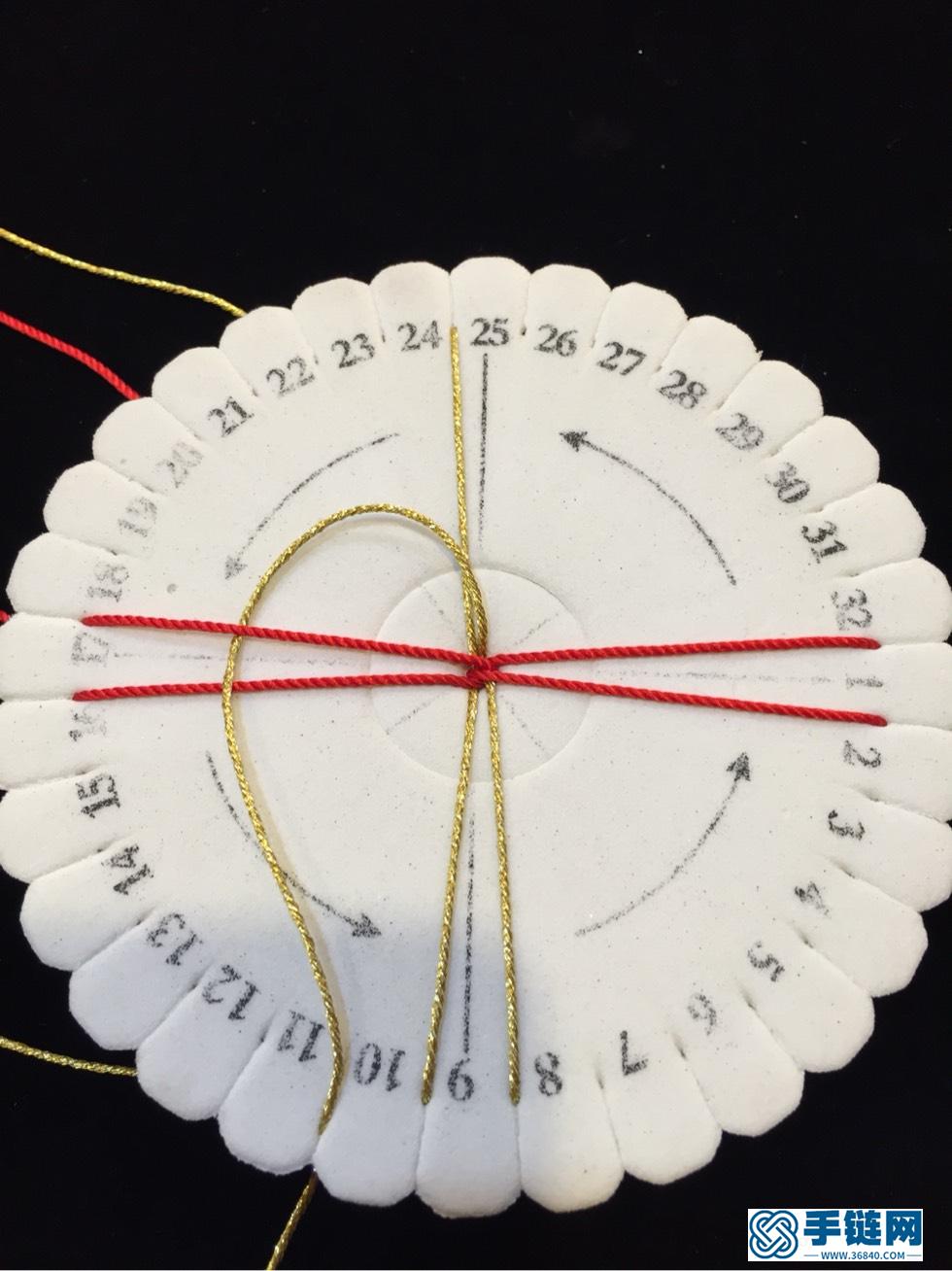 圆形盘编器教程，8股红绳编织图解