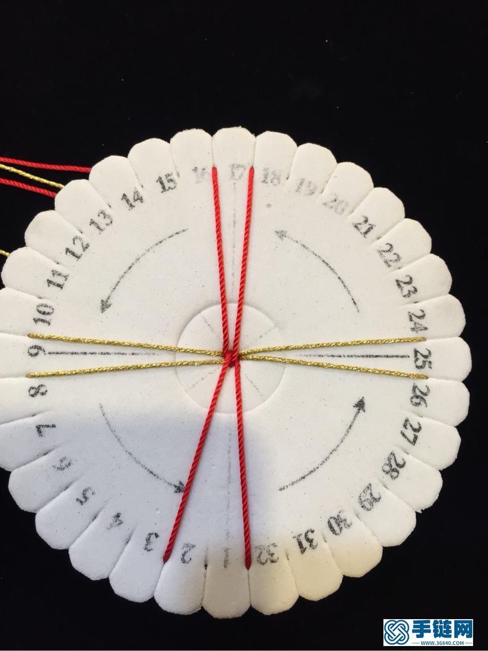 圆形盘编器教程，8股红绳编织图解