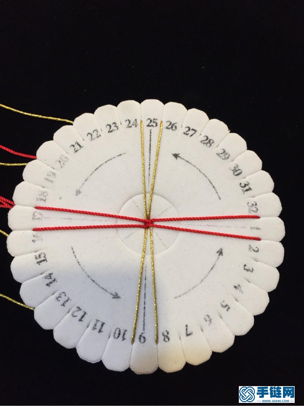 圆形盘编器教程，8股红绳编织图解