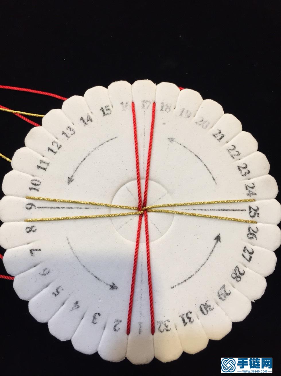 圆形盘编器教程，8股红绳编织图解