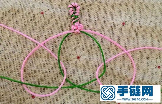桃花手绳编织教程，72号玉线编织材料桃花手链编法