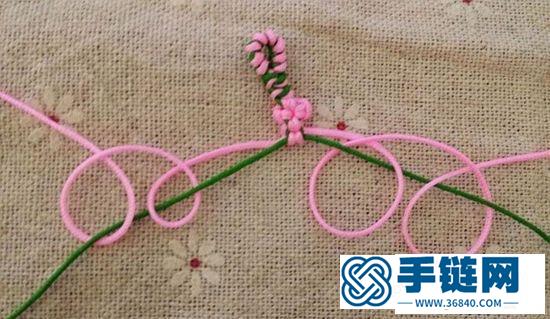 桃花手绳编织教程，72号玉线编织材料桃花手链编法