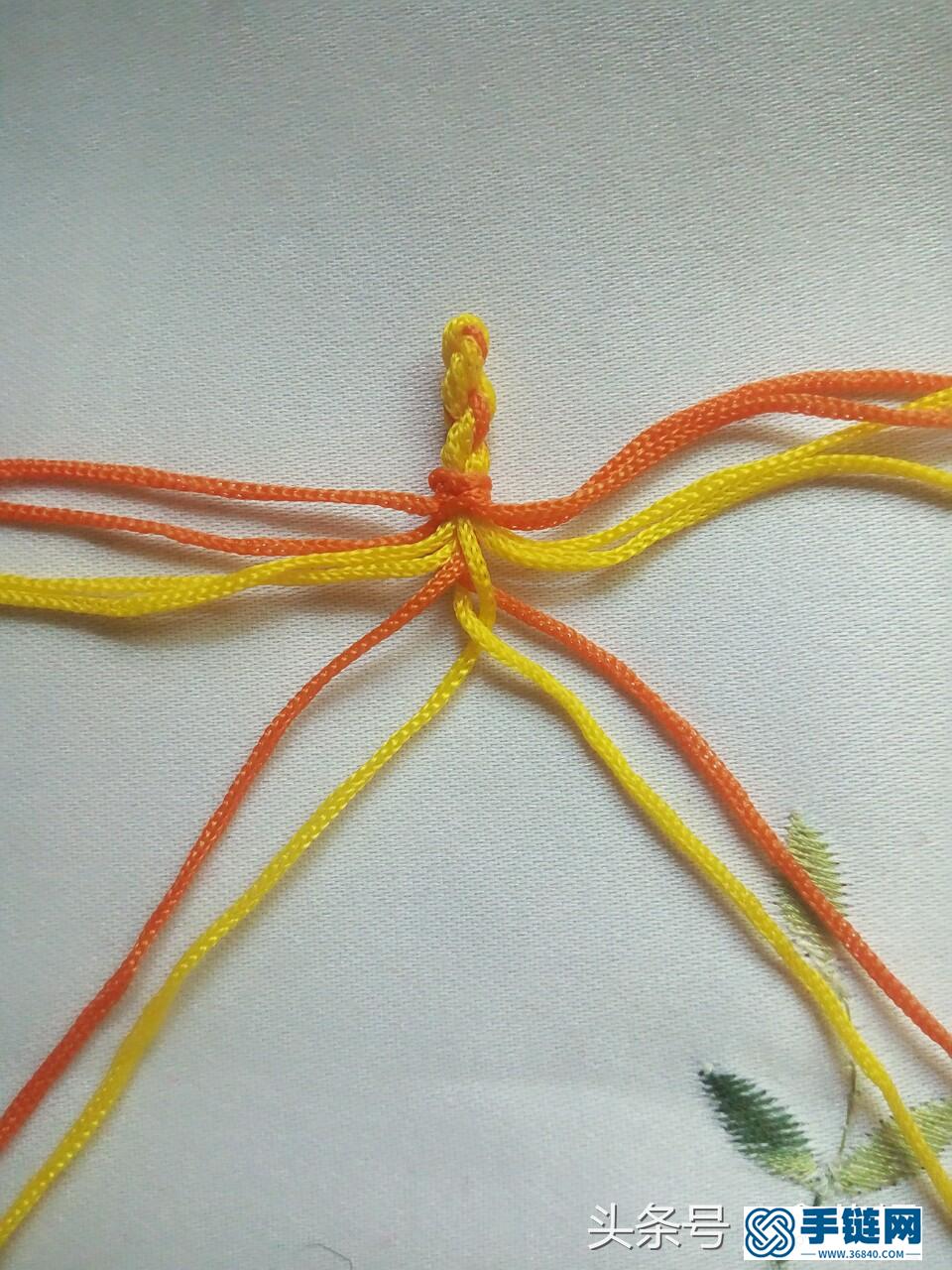 三生红绳手链编法，简单四股编组合