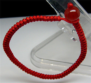 天然水晶红玛瑙 本命年红绳手链