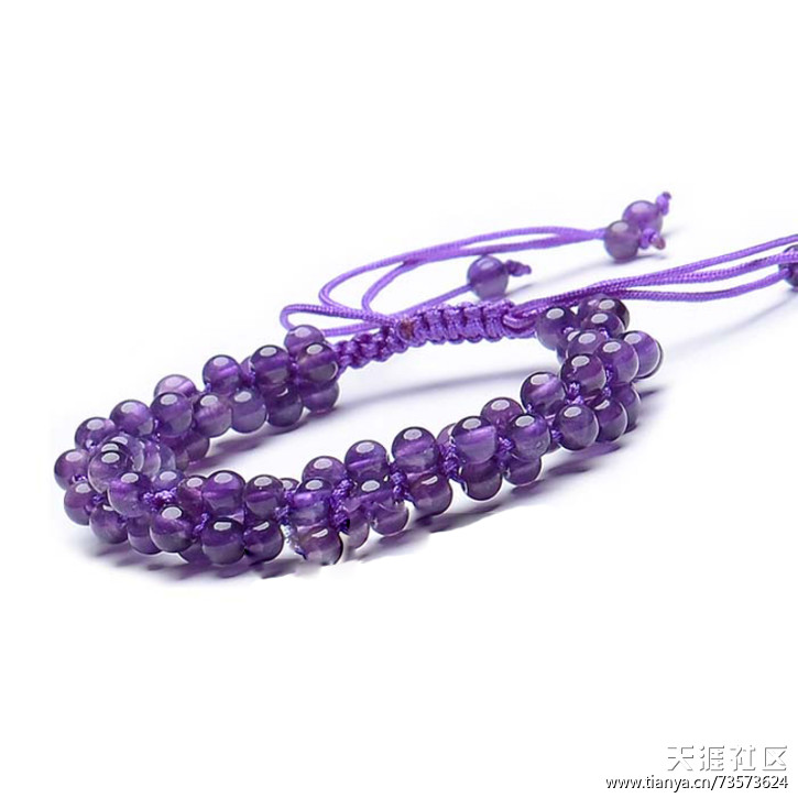 紫水晶手链  纯手工编织