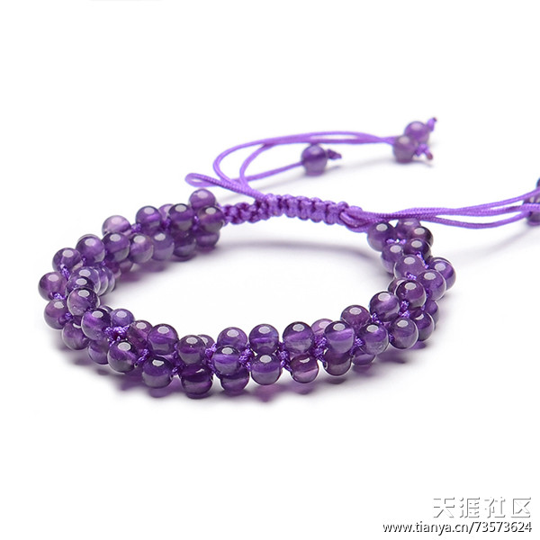 紫水晶手链  纯手工编织