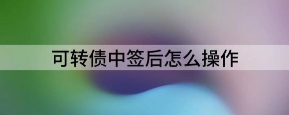 可转债中签后怎么操作(可转债中签后怎么操作可转债中签能赚多少钱)