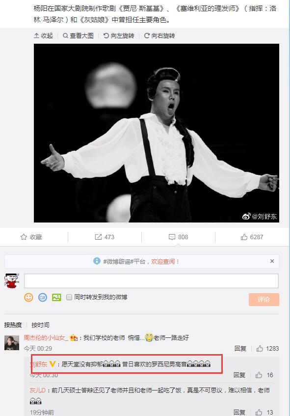 男高音歌唱家杨阳因抑郁症去世享年44岁